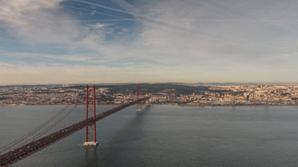 Landscape on the bridge 25 April Lisbon, Portugal