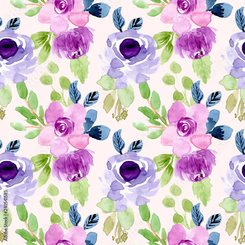 Dekoracja na wymiar  slodki-fioletowy-kwiatowy-wzor-akwarela-bezszwowe