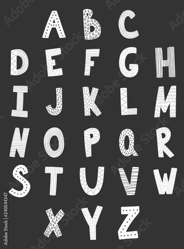 Vector Image Of The Alphabet For Children White Hand Drawn
