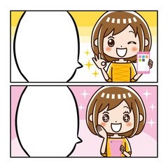 Sticker - マンガ　セリフ　スマホ　女性