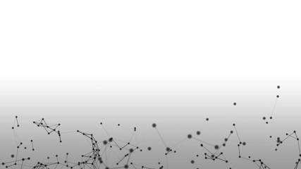 Poster - Black digital data and network connection triangle lines and spheres in futuristic technology concept on white background, 3d abstract illustration