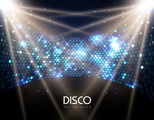 Wall Mural - disco abstract background. disco ball texture. spot light rays