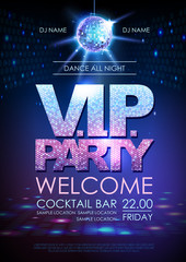 Wall Mural - disco ball background. disco poster v.i.p. party. neon