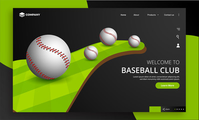 baseball club concept based landing page design for website or mobile application.