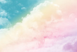 Fototapeta Tęcza - Sun and cloud background with a pastel colored


