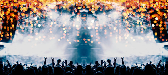 Fototapete - Big concert arena with clapping people