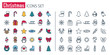 © artemkryzhnyi - Christmas poster template. Thin line icons set new year. Xmas equipment web symbols