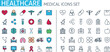 © artemkryzhnyi - healthcare poster. Medical icons set. Thin line web symbols outline flat style for mobile app