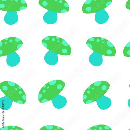 Seamless Pattern With Cute Mushroom And Funny Cartoon On White Background Colorful Vector Illustration For Fabric Print Wallpaper Wrapping Paper Stock Vector Adobe Stock