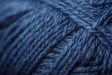 Full Frame Of Blue Yarn Texture As Background