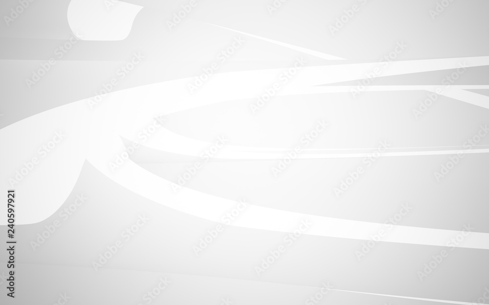 White smooth abstract architectural background. 3D illustration and rendering