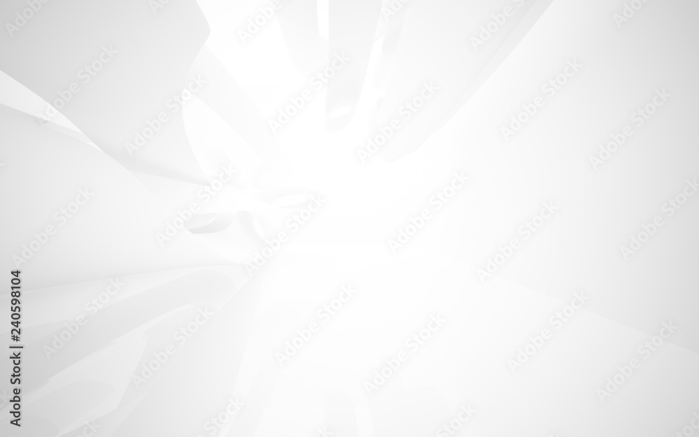 White smooth abstract architectural background. 3D illustration and rendering