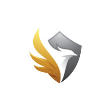 Bird And Shield Logo Design, Eagle, Falcon, Hawk And Wing Vector Icon
