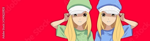 Anime Girl And Another Cute Anime Girl With Blonde Hair In