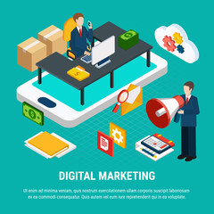 Poster - Digital Marketing Isometric Concept