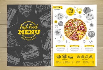 Wall Mural - Vintage pizza menu design.