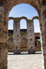 Wall Mural - Ruins of an ancient temple complex in Nessebar. Old church ruin in Nessebar, ancient city on the Black Sea coast of Bulgaria.