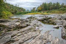 Exposed Bedrock On Quechee River At Quechee Gorge Bottom, Near Woodstock, Vermont