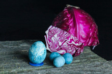 Painting Easter Eggs In Blue With Red Cabbage At Home