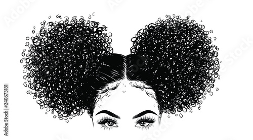 Curly Beauty Girl Illustration Isolated On Clear Background