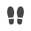© sabelskaya - Vector abstract human boot, or sneakers shoe footprint icon. Black silhoette of footwear footmarks. Hiking equipment or army outdoor footwear. Isolated illustration