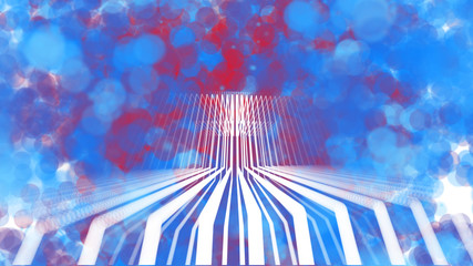 Poster - Abstract polygonal space. Network connection structure. Digital data visualization. Big data digital background. 3d rendering.