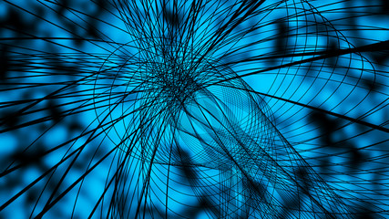 Poster - Abstract polygonal space. Network connection structure. Digital data visualization. Big data digital background. 3d rendering.