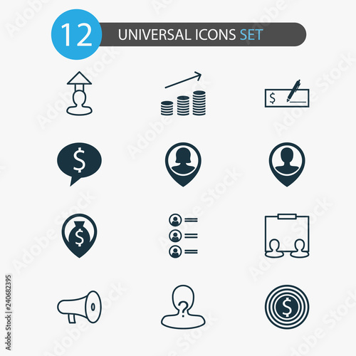 Human Icons Set With Business Dollar Bank Check Location And Other Human Icons Set With Business Dollar Bank Check Location And Other Anonymous Elements Isolated Vector Ilration