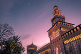 Fototapeta Zachód słońca - Sforzesco Castle, Milan