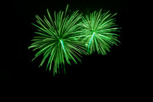 Green Fireworks With Copy Space