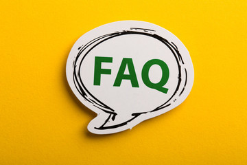 FAQ Speech Bubble Isolated On Yellow Background