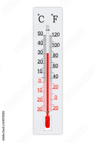 Fotografía Meteorology thermometer isolated on white background