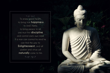 To enjoy good health, to bring true happiness to one's family, to bring peace to all, one must first discipline and control one's own mind. If a man can control his mind he can find the way to Enlight