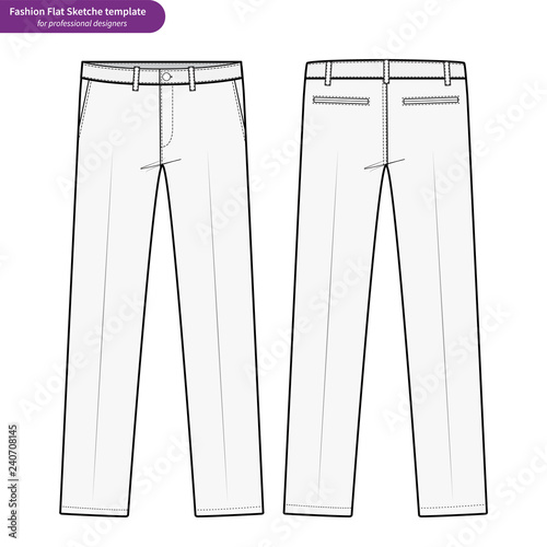 PANTS FORMAL TROUSERS Fashion flat technical drawing vector template ...
