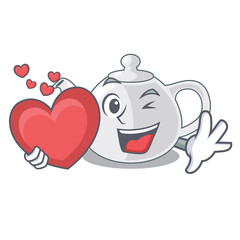 Sticker - With heart porcelain teapot in table a character