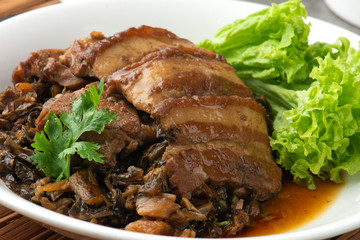 Wall Mural - chinese braised pork belly with mustard