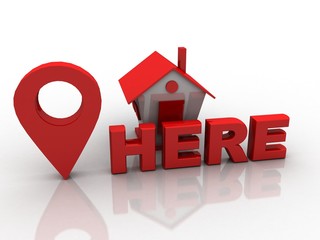 Poster - 3d illustration Search for Property.a Map with Large Red GPS Pointer containing