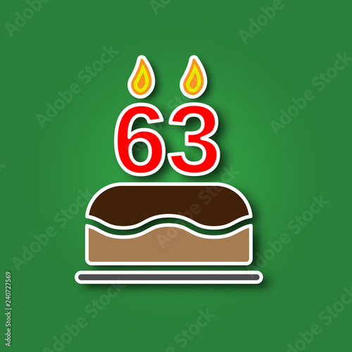 Birthday Cake With A Candle In The Form Of A Number 63 In The Form Of Birthday Cake With A Candle In The Form Of A Number 63 In The Form Of