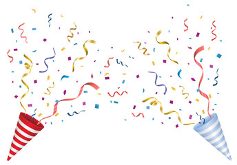 Vector confetti. Festive illustration. Party popper isolated on white background. 