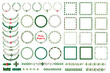 Set of New year, Christmas doodle hand drawn pattern brushes and wreath frames