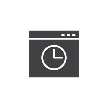 Browser history window vector icon. filled flat sign for mobile concept and web design. Browser window with clock simple solid icon. Symbol, logo illustration. Pixel perfect vector graphics
