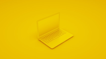 Yellow Laptop 3d illustration