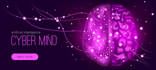 Wall Mural - cyber mind with artificial intelligence concept.