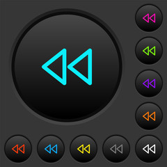 Sticker - Media fast backward dark push buttons with color icons