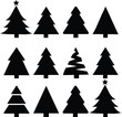 © TetiSof - Merry Chrismas tree icon set on gray background vector illustration flat desing