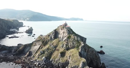 Wall Mural - aerial view of gaztelugatxe hermitage in basque country