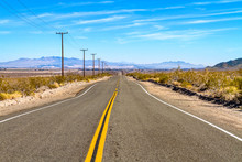Lone Road Of Route 66 In The Mojave Desert, California