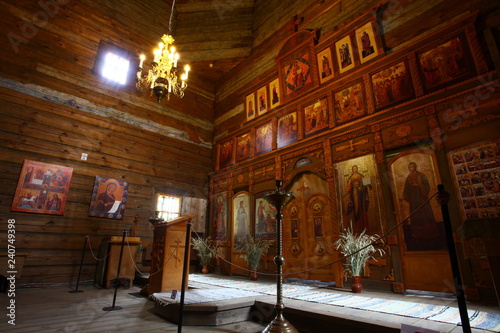 Interior Of A Small Wooden Orthodox Church Of The 18th