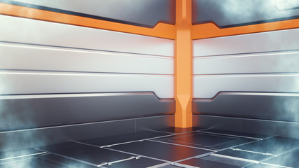 Wall Mural - 3d illustration of sci-fi cryogenic freezer farm corridor interior