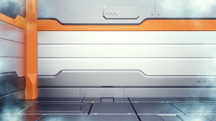 Wall Mural - 3d illustration of sci-fi cryogenic freezer farm corridor interior